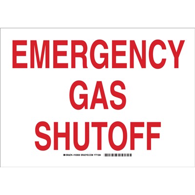 Brady 103930 - Emergency Gas Shutoff Sign - 14" H x 10" W x 0.006" D - Polyester