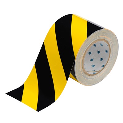 Brady 104377 - Floor Marking Tape - Polyester - 4" x 100' - Black/Yellow Stripe