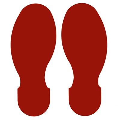 Brady 104406 - B-514 ToughStripe Floor Marking Footprints - 10" x 3.5" - Red - 5 Pairs/Pack