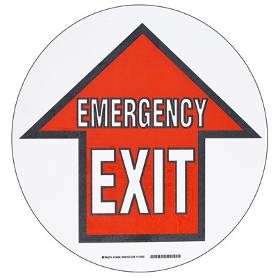 Brady 104495 - B-534 ToughStripe Floor Marking Signs w/Anti-Skid Tread - Emergency Exit - 17"