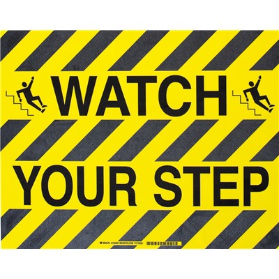 Brady 104499 - B-534 ToughStripe Floor Marking Signs w/Anti-Skid Tread - Watch Your Step - 14" x 18"
