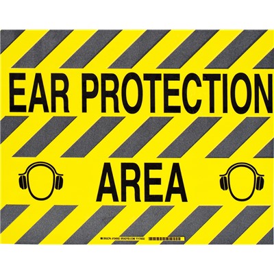 Brady 104502 - B-534 ToughStripe Floor Marking Signs w/Anti-Skid Tread - Ear Protection Area - 14" x 18"