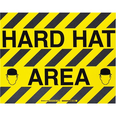 Brady 104504 - B-534 ToughStripe Floor Marking Signs w/Anti-Skid Tread - Hard Hat Area - 14" x 18"