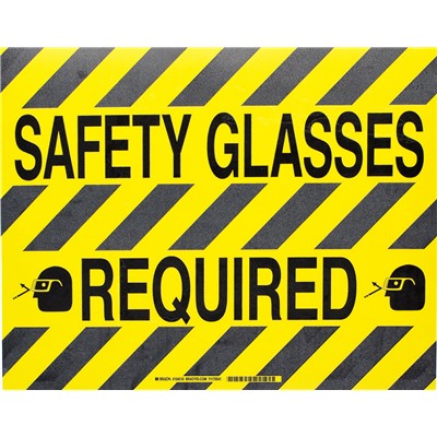 Brady 104510 - B-534 ToughStripe Floor Marking Signs w/Anti-Skid Tread - Safety Glasses Required - 14" x 18"
