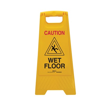Brady 104809 - CAUTION Wet Floor Heavy Duty Floor Stands - 24.5" H - Black/Red on Yellow
