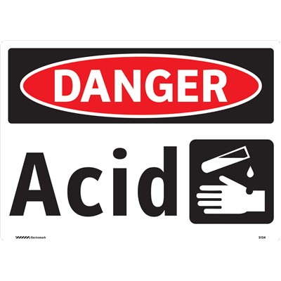 Brady 104933 - DANGER Acid w/Pictogram Sign - 7" H x 10" W - Aluminum