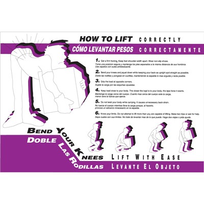 Brady 105620 - How To Lift Correctly Poster - Bilingual