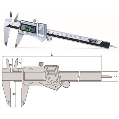 Insize 1114-200A - Electronic Caliper - 0-8"/0-200mm Range