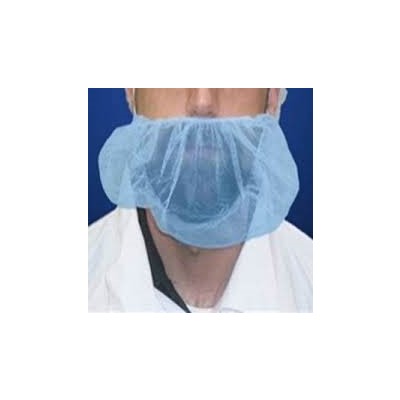 Keystone Safety 112NWI-BLUE - Polypropylene Beard Cover - Cleanroom Class 8 - 100% Latex Free - 18" - Blue - 10 Bags/Case