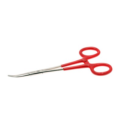 Aven 12014 Hemostat 6" - curved serrated jaws - plastic coated handles - 20 to 30 degree bend angle
