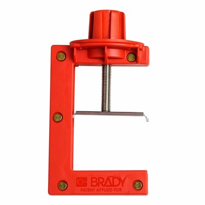 Brady 121505 Butterfly Valve Lockout - 7.07" H x 3.75" W x 1" D - Handle Thickness Range: 2"-4" - Material: Nylon - Red