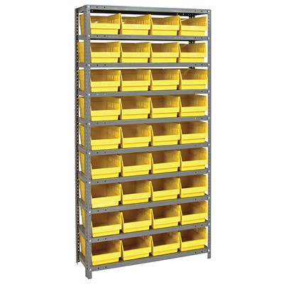 Quantum Storage Systems 1275-207 YL - Store-More Series 6" Shelf Bin Steel Shelving w/36 Bins - 12" x 36" x 75" - Yellow