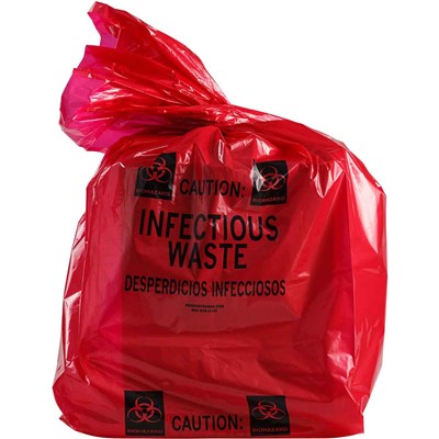 Brady ASB-3BAG Biohazard Disposal Bag - Polyethylene - 16" H x 14" W x 36" D - Black on Red - 100/pk