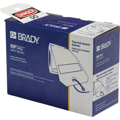 Brady 150503 - B-851 RipTag Safety Tag Roll - 5.75" x 3" - Black/Red on White - 100/Box