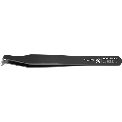 Excelta 15A-RW - 3-Star Angled Head Small Tipped Cutting Tweezers - High-Grade Carbon Steel - 4.5"