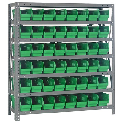 Quantum Storage Systems 1839-103 GR - Economy Series 4" Shelf Bin Steel Shelving w/48 Bins - 18" x 36" x 39" - Green