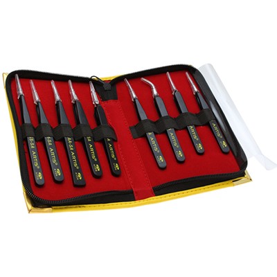 Aven Tools 18480ARS - Artis 9-Piece Tweezers Set w/Carrying Case