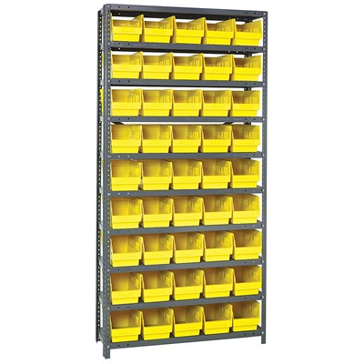 Quantum Storage Systems 1875-204 YL - Store-More Series 6" Shelf Bin Steel Shelving w/45 Bins - 18" x 36" x 75" - Yellow