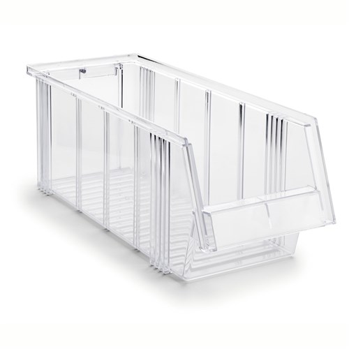 Treston 1950-1 - 1950 Series Large Polystyrene Stacking Bin - 19.29" x 7.28" x 9.84" - Crystal Clear