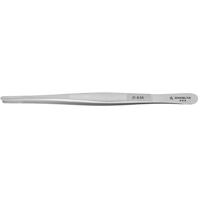 Excelta 21-8-SA - 3-Star Straight Strong Broad Tip Serrated Tweezers - 300 Series Stainless Steel - 8"