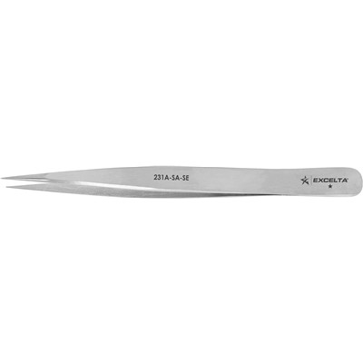Excelta 231A-SA-SE - 1-Star Straight Medium Tip Tweezers - Anti-Magnetic Stainless Steel - 4.75"