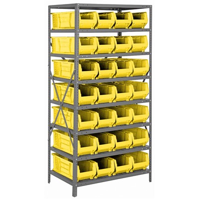 Quantum Storage Systems 2475-950 YL - Hulk Series Container Shelving w/28 Bins - 24" x 36" x 75" - Yellow