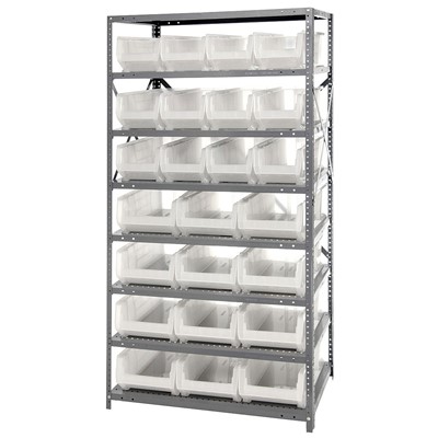 Quantum Storage Systems 2475-950952CL - Hulk Series Clear-View Container Shelving w/24 Bins - 24" x 36" x 75" - Clear