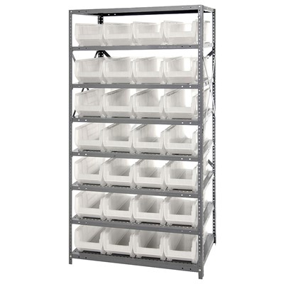 Quantum Storage Systems 2475-950CL - Hulk Series Clear-View Container Shelving w/28 Bins - 24" x 36" x 75" - Clear