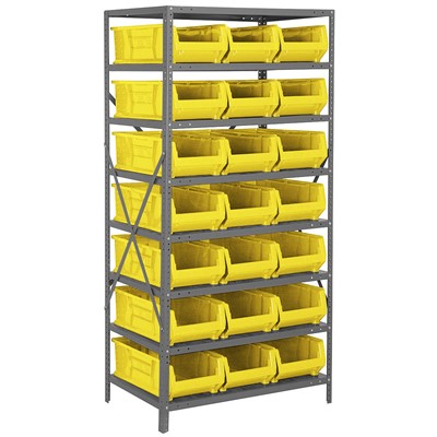 Quantum Storage Systems 2475-952 YL - Hulk Series Container Shelving w/21 Bins - 24" x 36" x 75" - Yellow