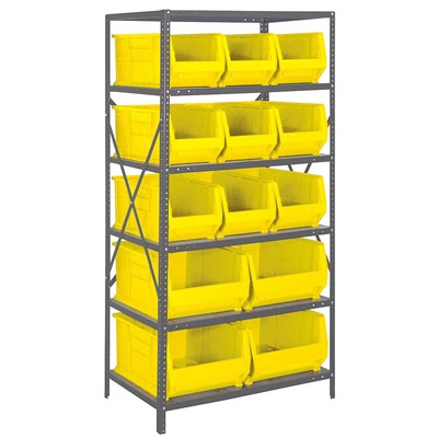 Quantum Storage Systems 2475-953954 YL - Hulk Series Container Shelving w/13 Bins - 24" x 36" x 75" - Yellow