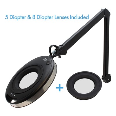 Aven 26501-LED-INX-8D In-X Magnifying Lamp - 8 Diopter - 3x- Bundled A 5 Diopter Lens - 2.25x]