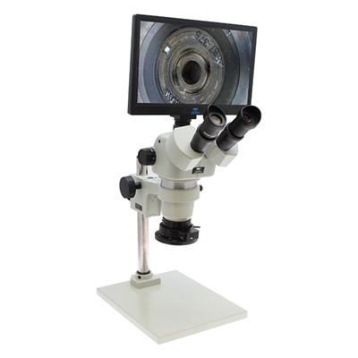 Aven 26800B-373-3 Stereo Zoom Trinocular Microscope SPZV-50 - 6.75X-143X - Post Stand-integrated Camera/Monitor - Adjustable Polarizer