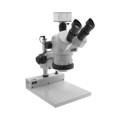 Aven 26800B-383 Stereo Zoom Trinocular Microscope - SPZV-50 - 6.75X-50X - Post Stand - integrated Light - Usb 6M Camera