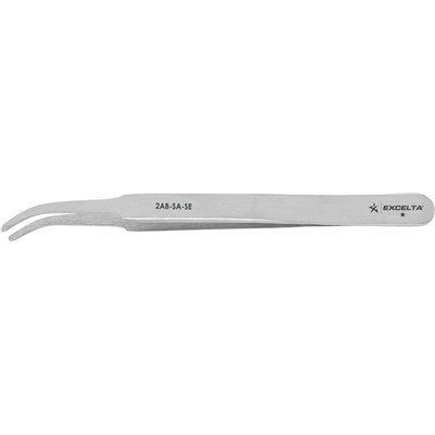 Excelta 2AB-SA-SE - 1-Star Economy Curved Flat Round Point Tweezers - 4.5"