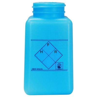 Menda 35239 - 6 oz HDPE durAstatic Right-to-Know Printed Bottle - 2" x 2" x 4" - Blue