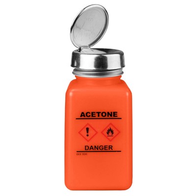 Menda 35257 - 6 oz One-Touch durAstatic® HDPE - Square Bottle - GHS Label "Acetone" Printed - Orange