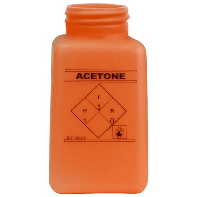 Menda 35492 - 6 oz HDPE durAstatic Acetone Printed Bottle - 2" x 2" x 4" - Orange