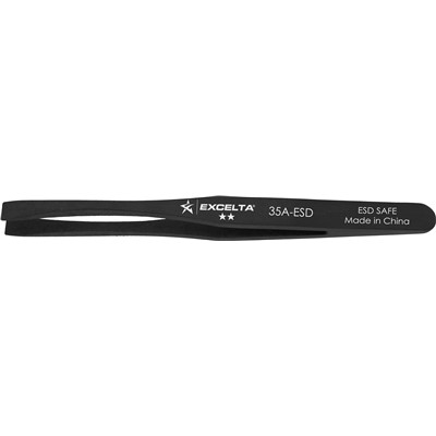 Excelta 35A-ESD - 2-Star Wide Tip ESD-Safe Tweezers - Conductive plastic - 4.5"