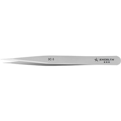 Excelta 3C-S - 3-Star High Precision Fine Tip Tweezers - Stainless Steel - 4.25"