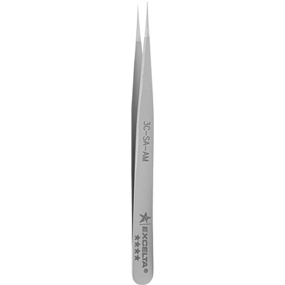 Excelta 3C-SA-AM - Anti-Magnetic Stainless Steel Tweezers - Straight Tweezers - Straight Very Fine Point - Anti-Microbialry Fine Point - 4.35" (100.75mm)