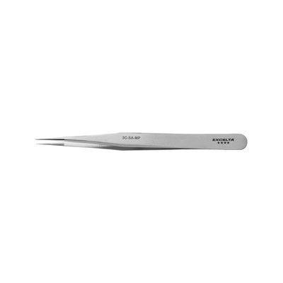 Excelta 3C-SA-MP - Anti-Magnetic Stainless Steel Tweezers - Straight Very Fine Point - Mirror Polished Tips - 4.25" (106.25mm)