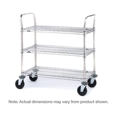 InterMetro Industries 3SPN33ABR SP Series Utility Cart with 3 Brite Wire Shelves - 18" x 36" x 39"
