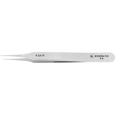 Excelta 4-SA-PI - 2-Star Fine Precision Tapered Tip Tweezers - NEVERUST® - 4.25"