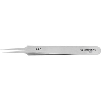 Excelta 5-S-PI - 2-Star Fine Precision Micro Tip Tweezers - Stainless Steel - 4.25"