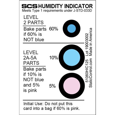 SCS 51060HIC125 - 3-Spot Humidity Indicator Card - 5-10-60% - 2" x 3" - 125/Can