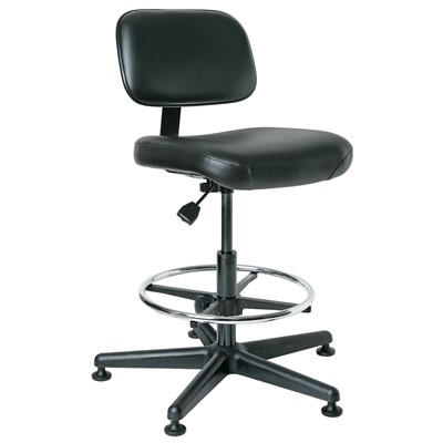 Bevco 5300-V-BK - Doral 5000 Series Upholstered Chair - Vinyl - 20.5"-28" - Mushroom Glides - Black