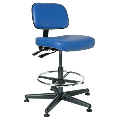 Bevco 5301-V-BL - Doral 5000 Series Upholstered Chair w/Seat & Back Tilt - Vinyl - 20.5"-28" - Mushroom Glides - Blue