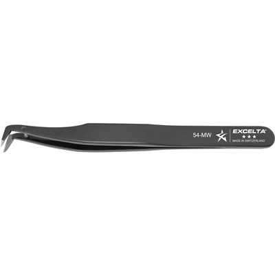 Excelta 54-MW - 3-Star High Precision Micro Angle Tipped Cutting Tweezers - High-Grade Carbon Steel - 4.5"