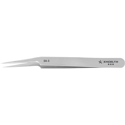 Excelta 5A-S - 3-Star High Precision Off-Set Fine Tip Tweezers - Stainless Steel - 4.5"