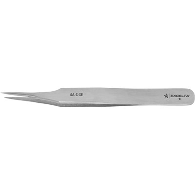 Excelta 5A-S-SE - 1-Star Economy Off-Set Fine Tip Tweezers - Stainless Steel - 4.5"